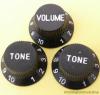 3 BLACK STRATOCASTER ELECTRIC GUITAR KNOBS